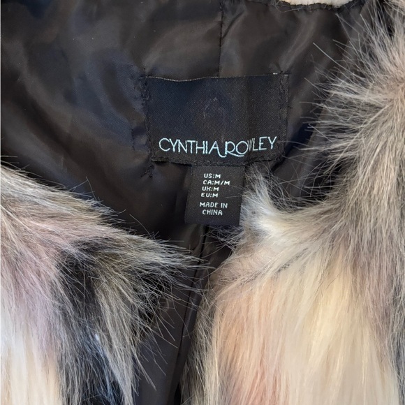 Cynthia Rowley Pink Black White Faux Fur Coat - Picture 5 of 8